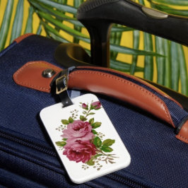 Vintage Cabbage Rose Elegance Luggage Tag Gepäckanhänger