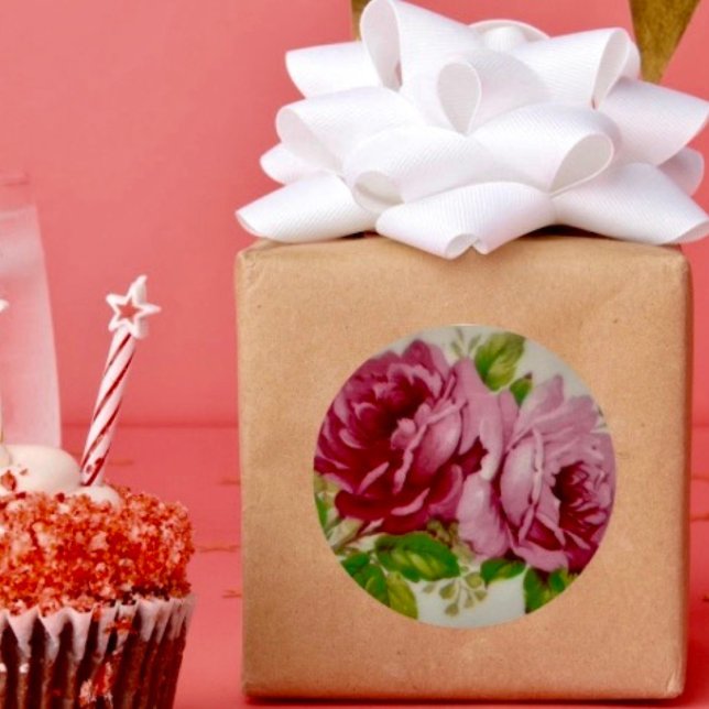 Vintage Cabbage Rose Elegante Aufkleber (Von Creator hochgeladen)