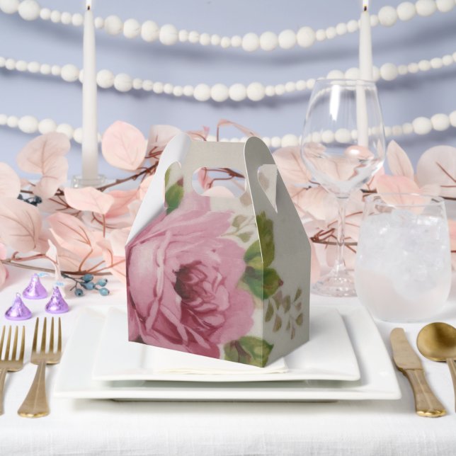 Vintage Cabbage Rose Elegante Gefallen Box Geschenkschachtel (Hochzeit)