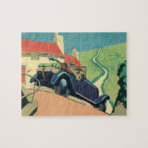 Vintage-Cabrio-Autorundreise auf dem Land Puzzle