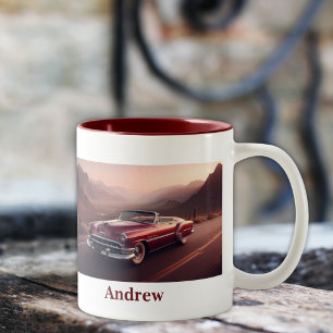 Vintage Cabrio im Chieftain-Stil, Rot Zweifarbige Tasse