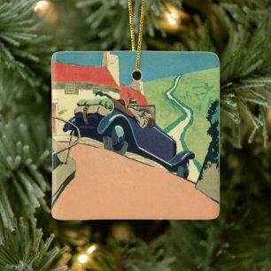 Vintage Cabrio-Straße im Land Keramikornament