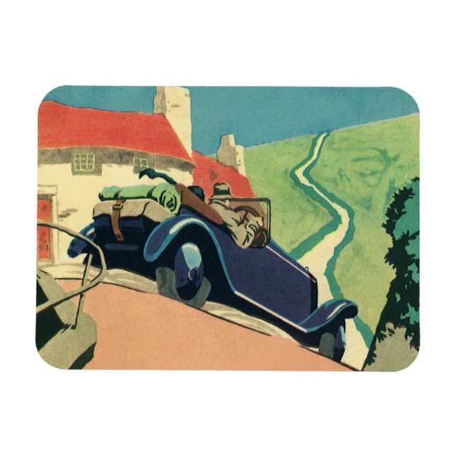 Vintage Cabrio-Straße im Land Magnet (Horizontal)