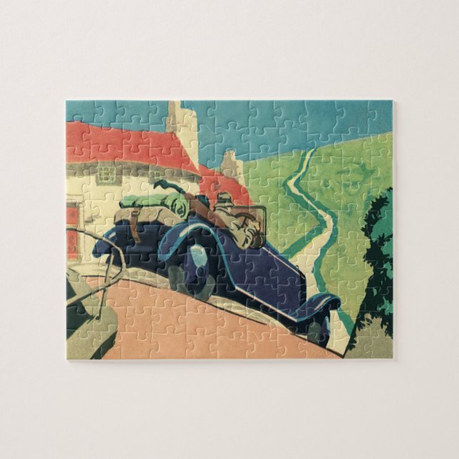 Vintage Cabrio-Straße im Land Puzzle (Horizontal)