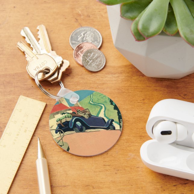 Vintage Cabrio-Straße im Land Schlüsselanhänger (Schreibtisch)