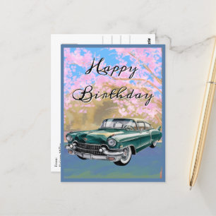 Vintage Cadillac Auto, einfaches Retro-Geburtstags Postkarte