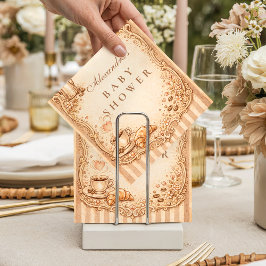 Vintage Café Baby Shower Serviette