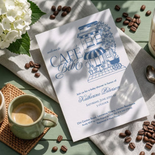 Vintage Café Bébé Französische Babyparty Einladung