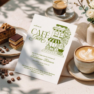 Vintage Café Bébé Französische Babyparty Einladung