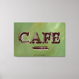 Vintage Cafe Kitchen Leinwanddruck - Gebürstet Grü
