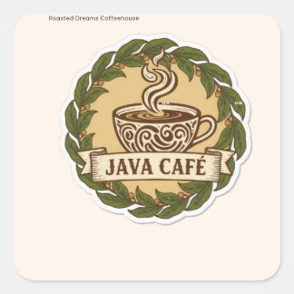 Vintage-Café-Logo-Aufkleber - Individuelles Geschä Quadratischer Aufkleber
