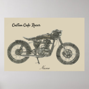 Vintage-Cafe-Racer-Motorrad im illustrierten Druck Poster