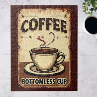 Vintage-Café-Schild für unendliche Tassen Puzzle