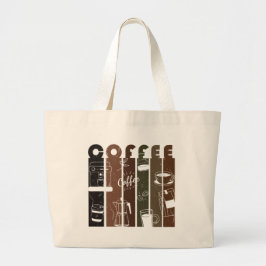 Vintage-Café-Typografie-Illustration Handgezeichne Jumbo Stoffbeutel