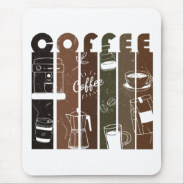 Vintage-Café-Typografie-Illustration Handgezeichne Mousepad