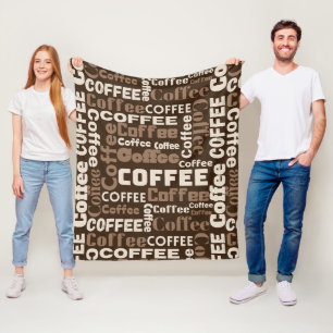 Vintage-Café-Typografie-Muster (1) Fleecedecke