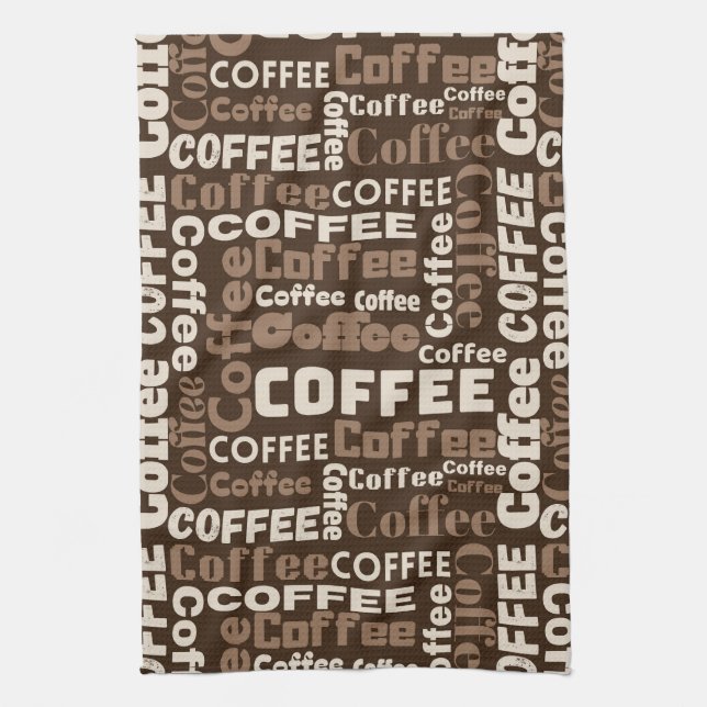 Vintage-Café-Typografie-Muster (1) Geschirrtuch (Vertikal)