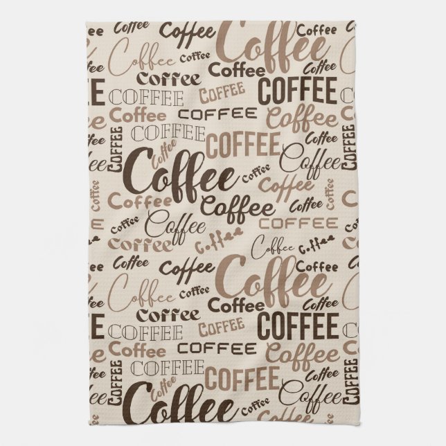 Vintage-Café-Typografie-Muster (4) Geschirrtuch (Vertikal)