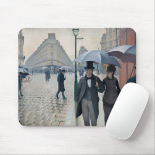 Vintage Caillebotte Paris, Regentag Kunst Mousepad
