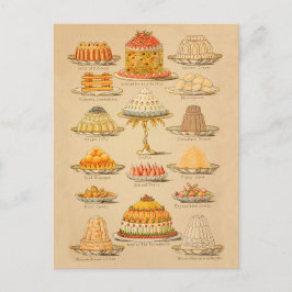 Vintage Cakes Illustration Kochgeschichte Postkarte