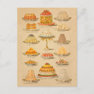 Vintage Cakes Illustration Kochgeschichte Postkarte