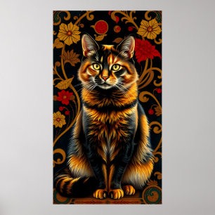 Vintage Calico Katze im Golden Shade Poster