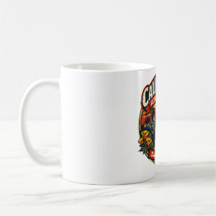 Vintage California Eintrittstag Retro-Bär & Mohn Kaffeetasse