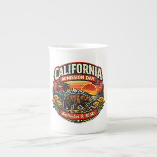 Vintage California Eintrittstag Retro Bär & Mohn Prozellantasse