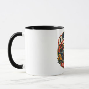 Vintage California Eintrittstag Retro-Bär & Mohn Tasse