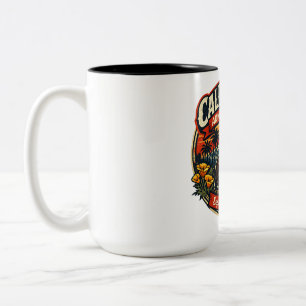 Vintage California Eintrittstag Retro-Bär & Mohn Zweifarbige Tasse