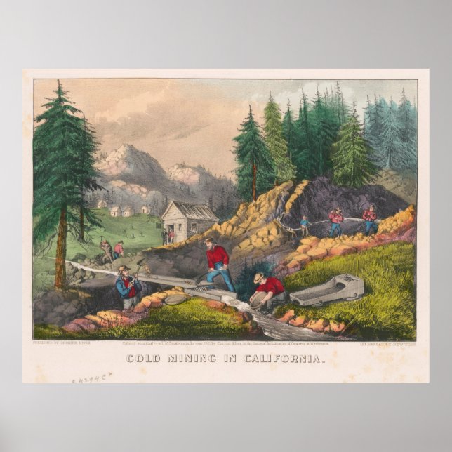 Vintage California Gold Rush Illustration (1871) Poster (Vorne)