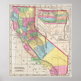 Vintage California Map 1856 Poster