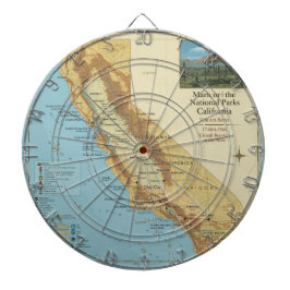 Vintage California National Parks Map Art Dartscheibe