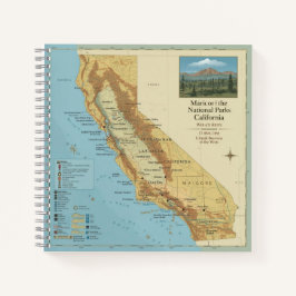 Vintage California National Parks Map Art Notizbuch