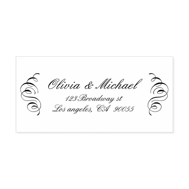 Vintage Calligraphy Custom Wedding Couple Address Permastempel (Design)