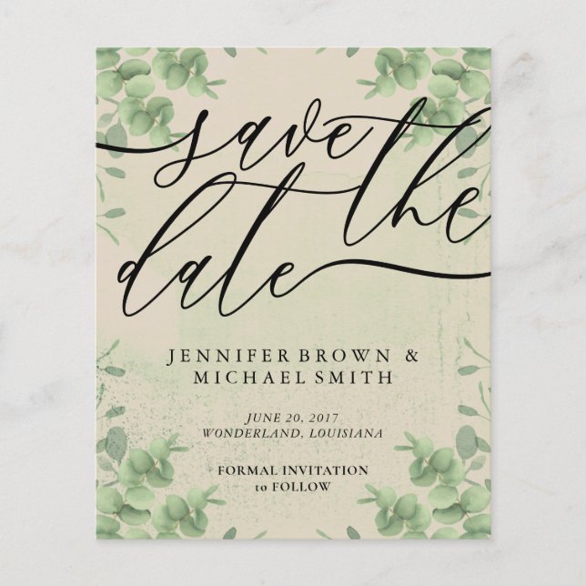 Vintage Calligraphy Eucalyptus budget special day Flyer (Vorne)
