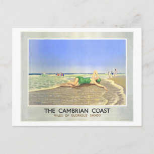 Vintage Cambrian Coast Reiseplakat Postkarte