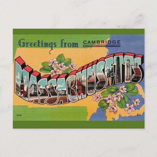 Vintage Cambridge MA Postkarte (Vorderseite)