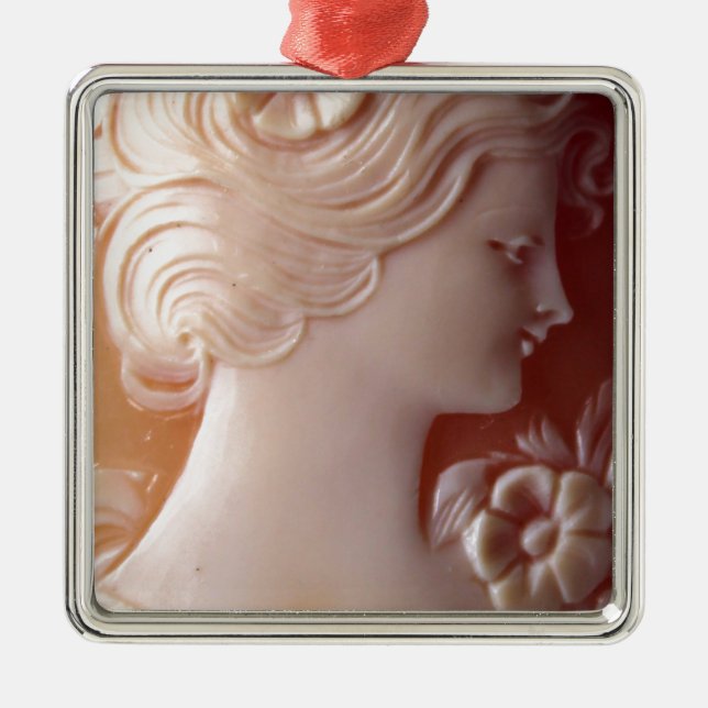 Vintage Cameo Women Silhouette Ornament Aus Metall (Vorne)