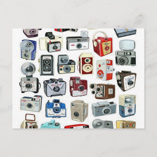 Vintage Camera-Montage Postkarte (Vorderseite)