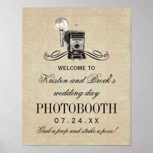 Vintage Camera Rustic Wedding Photobooth Sign Poster