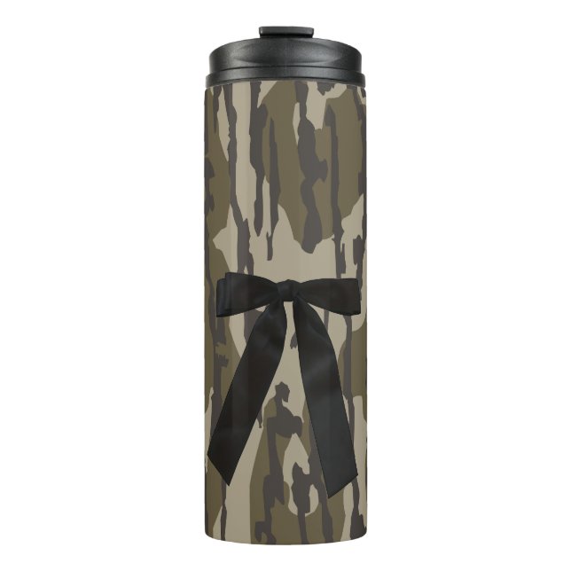 Vintage Camouflage des Bottomlandes Niedlich Black Thermosbecher (Vorderseite)