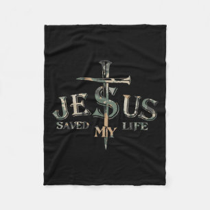 Vintage Camouflage Jesus Cross Christ Rettete mein Fleecedecke