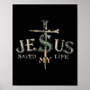 Vintage Camouflage Jesus Cross Christ Rettete mein Poster