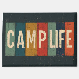 Vintage Camp Life Typography Magnet