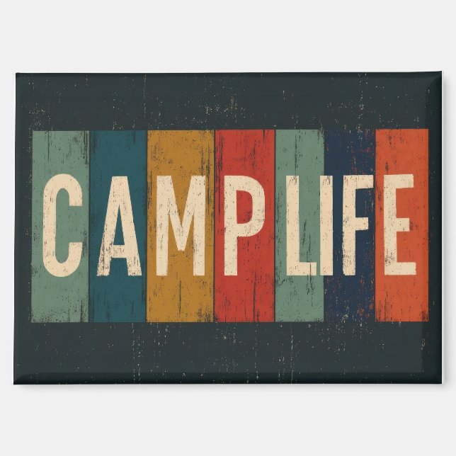 Vintage Camp Life Typography Magnet (Vorderseite)