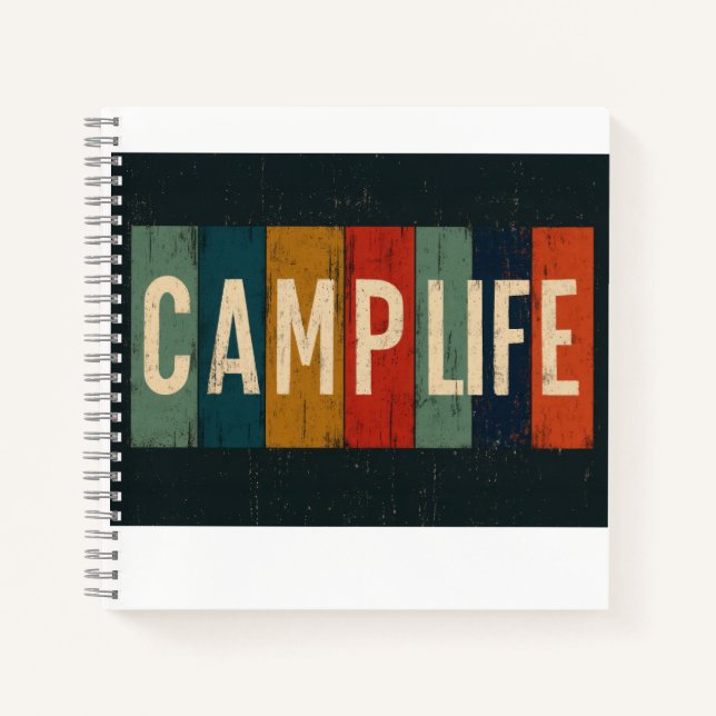 Vintage Camp Life Typography Notizbuch (Vorderseite)