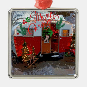 Vintage Camper Christmas Ornament Aus Metall