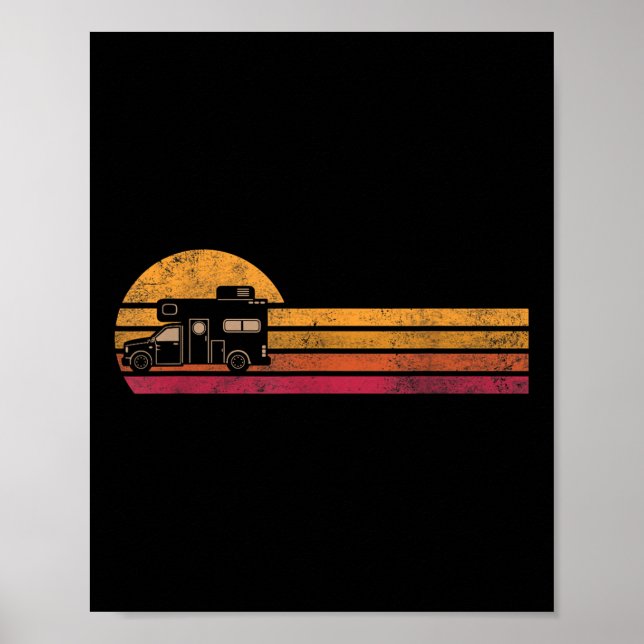 Vintage-Camper-Van-Silhouette Retro-Camping  Poster (Vorne)