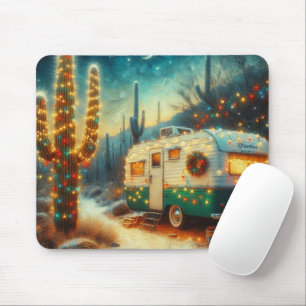 Vintage Camper Weihnachten in der Wüste Saguaro Ka Mousepad